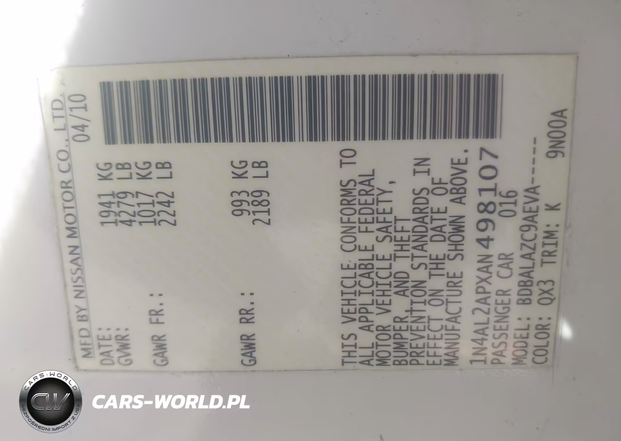 2010 Nissan Altima 2.5 VIN:1N4AL2APXAN498107 - 9