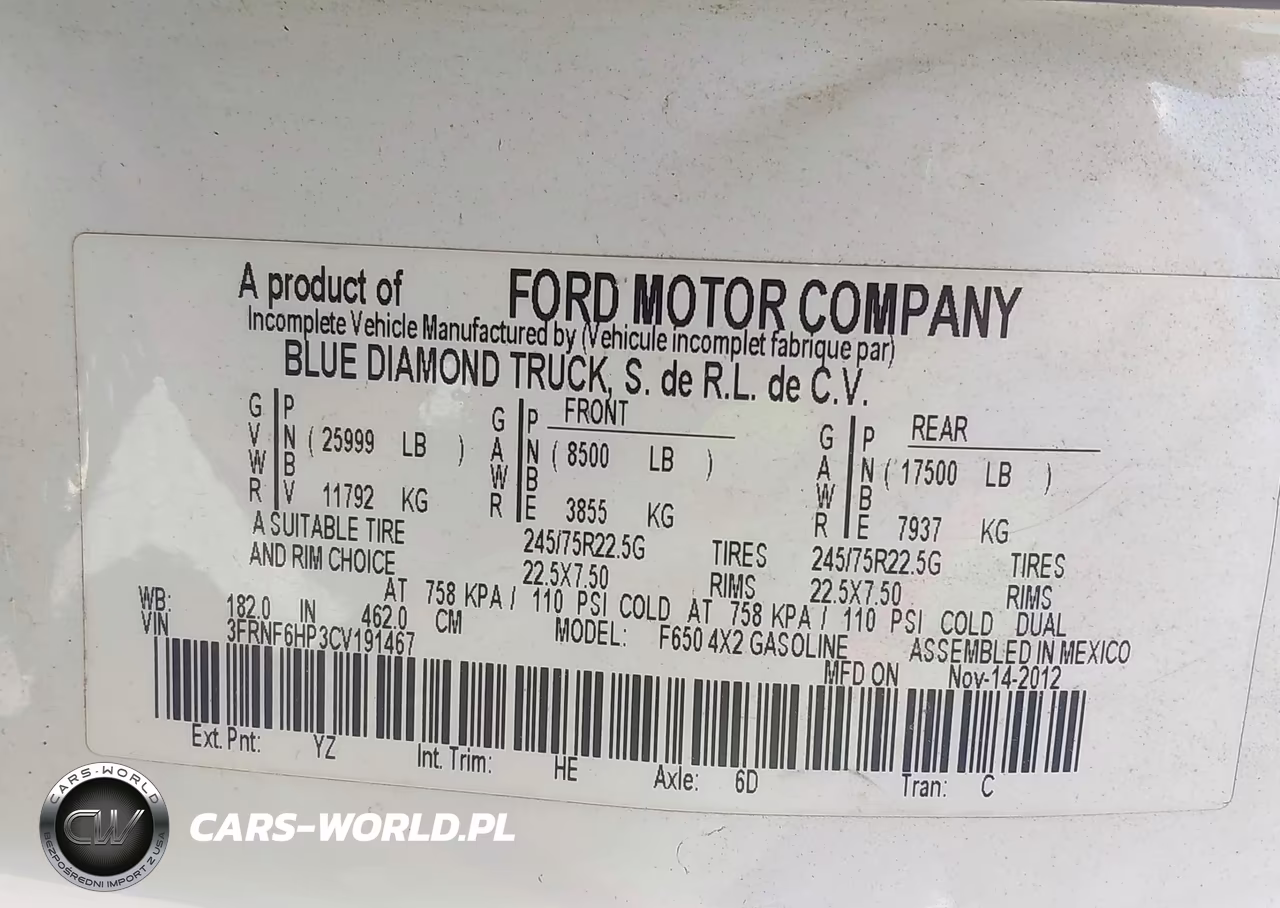 2012 Ford F-650 Gas Xl-Xlt VIN:3FRNF6HP3CV191467 - 8