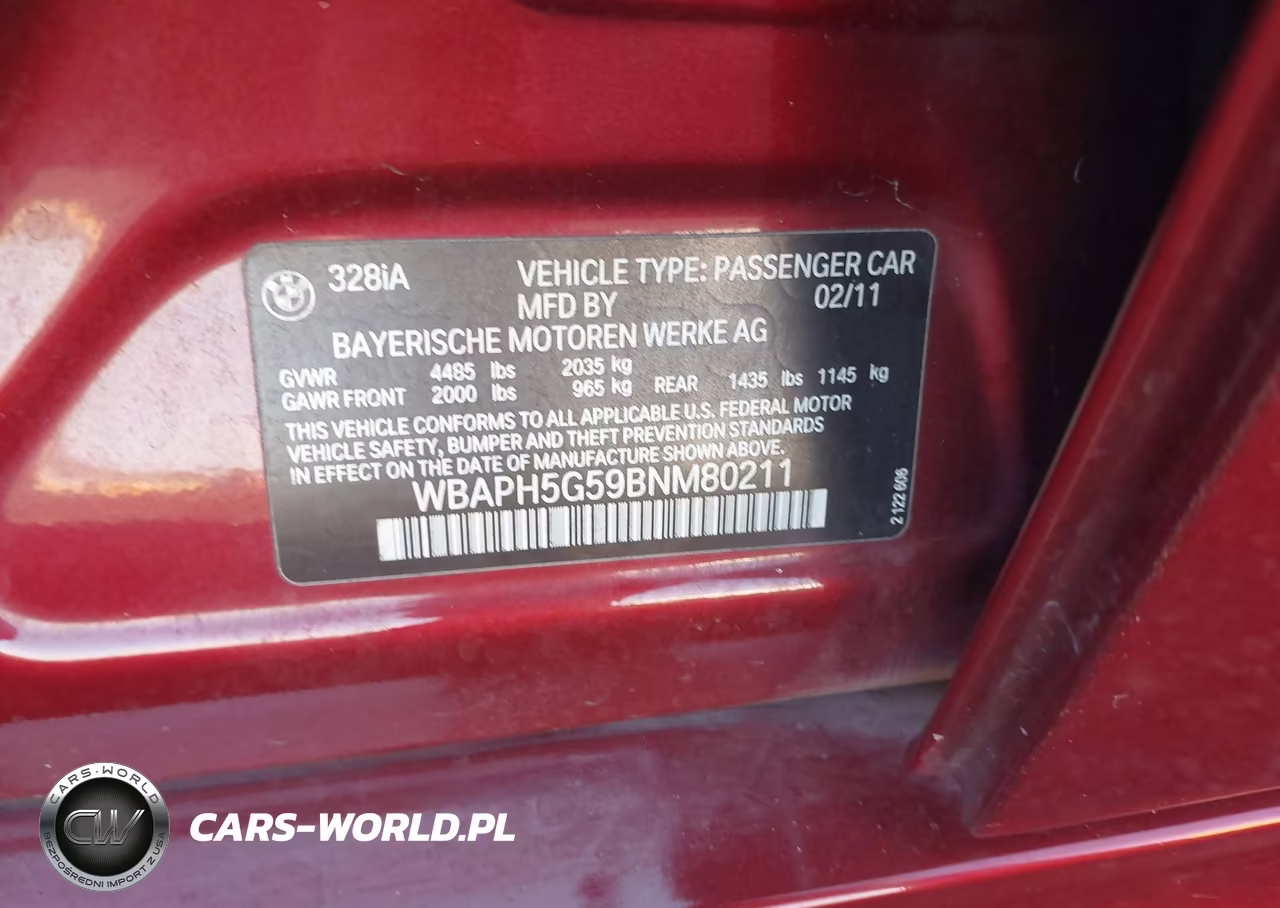 2011 BMW 328I VIN:WBAPH5G59BNM80211 - 9