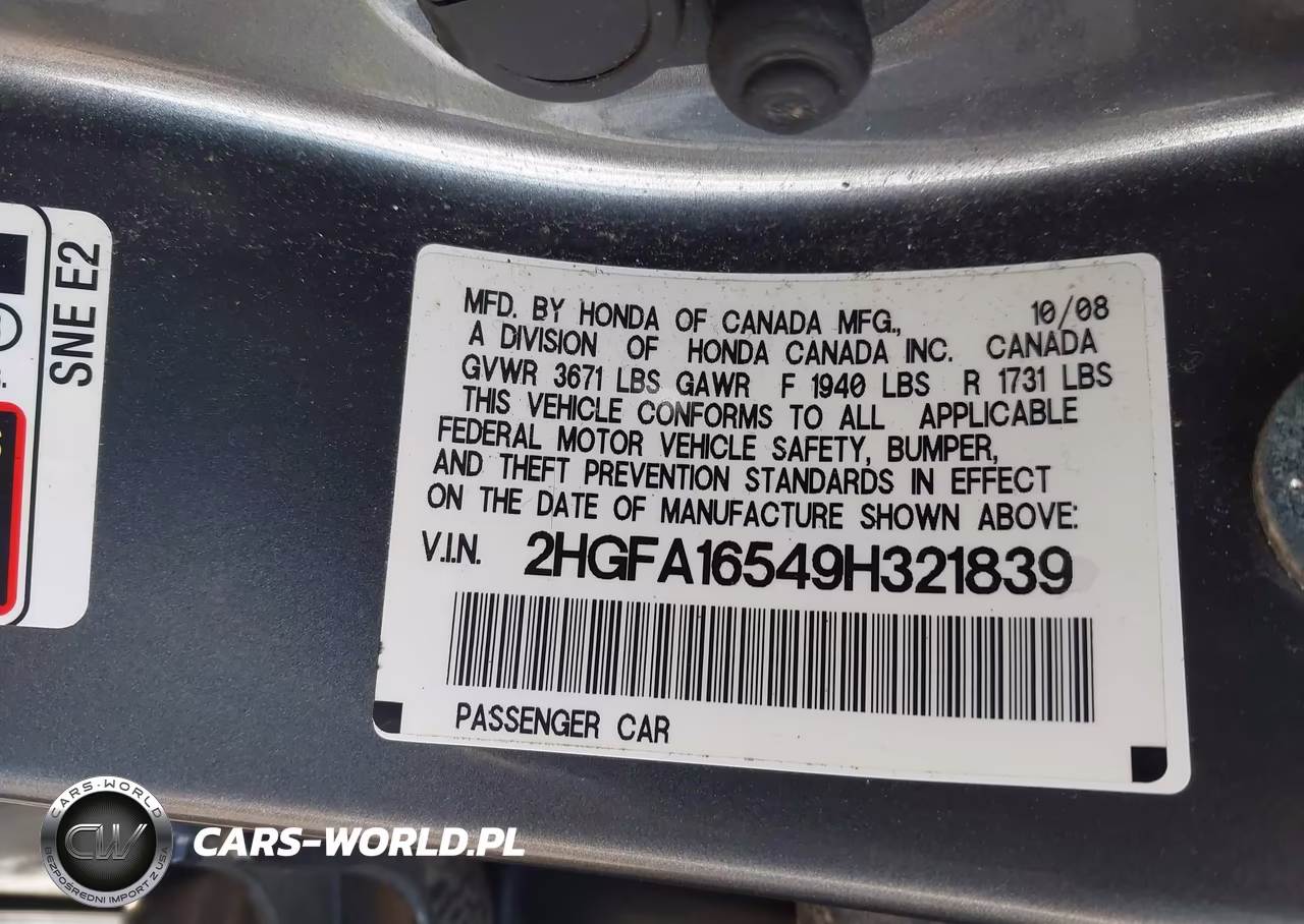 2009 Honda Civic Lx VIN:2HGFA16549H321839 - 9
