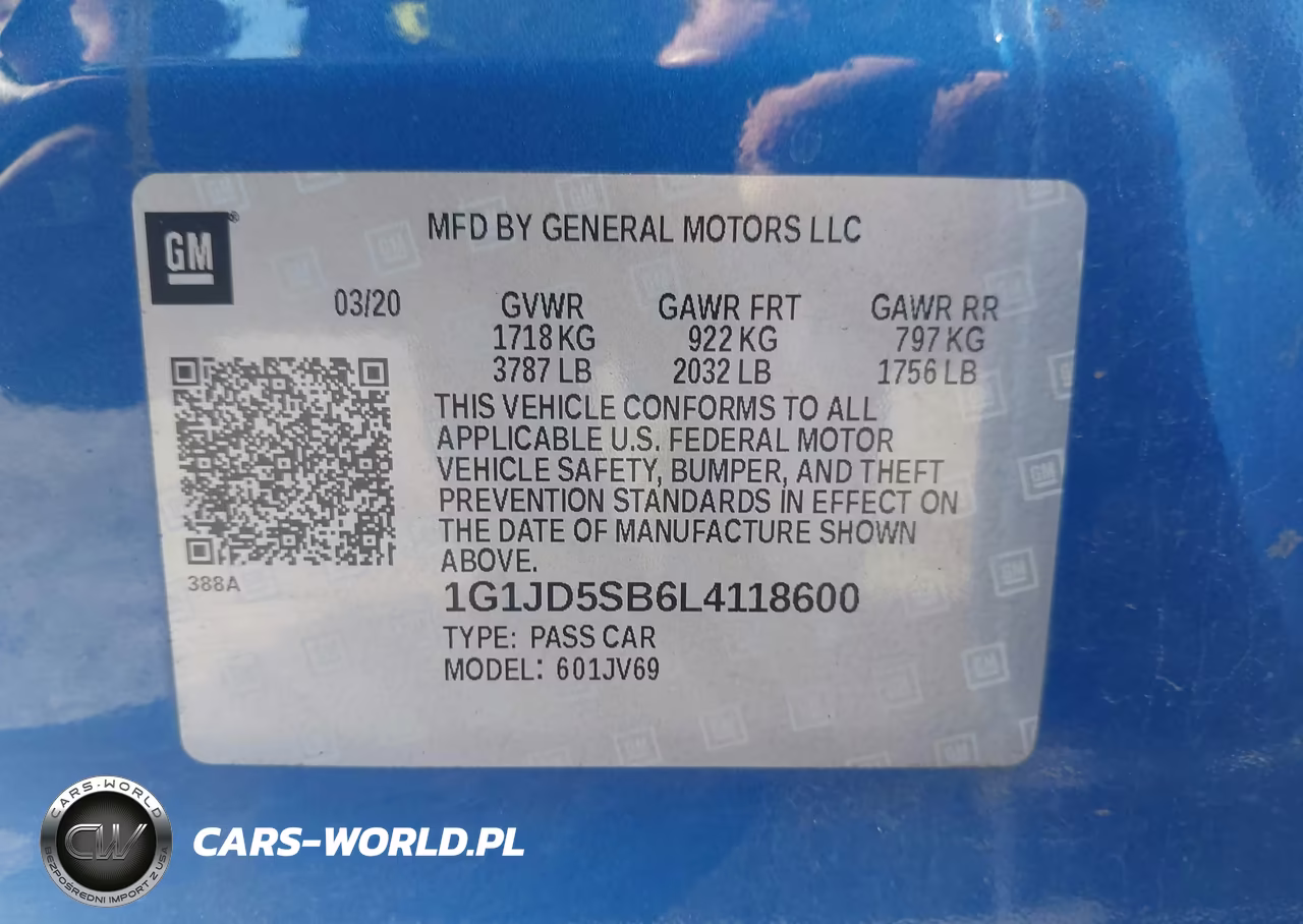 2020 Chevrolet Sonic Fwd Lt VIN:1G1JD5SB6L4118600 - 9