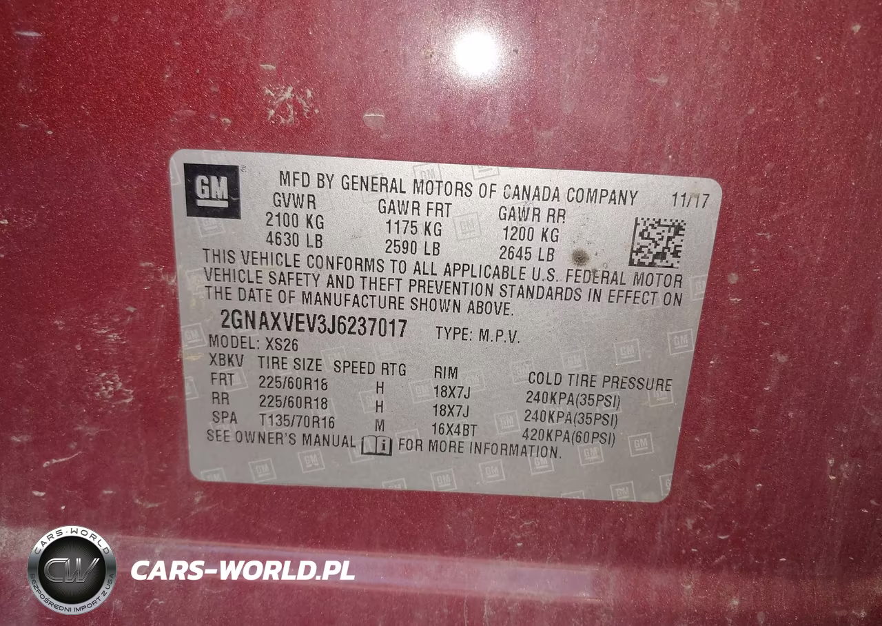 2018 Chevrolet Equinox Premier VIN:2GNAXVEV3J6237017 - 9