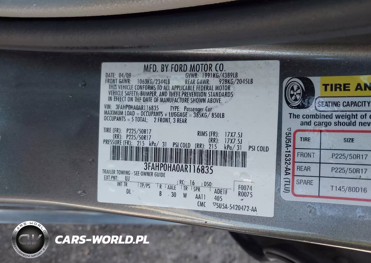 2010 Ford Fusion Se VIN:3FAHP0HA0AR116835 - 9