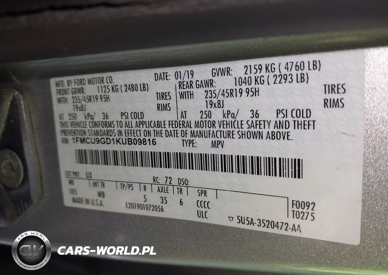 2019 Ford Escape Se VIN:1FMCU9GD1KUB09816 - 9