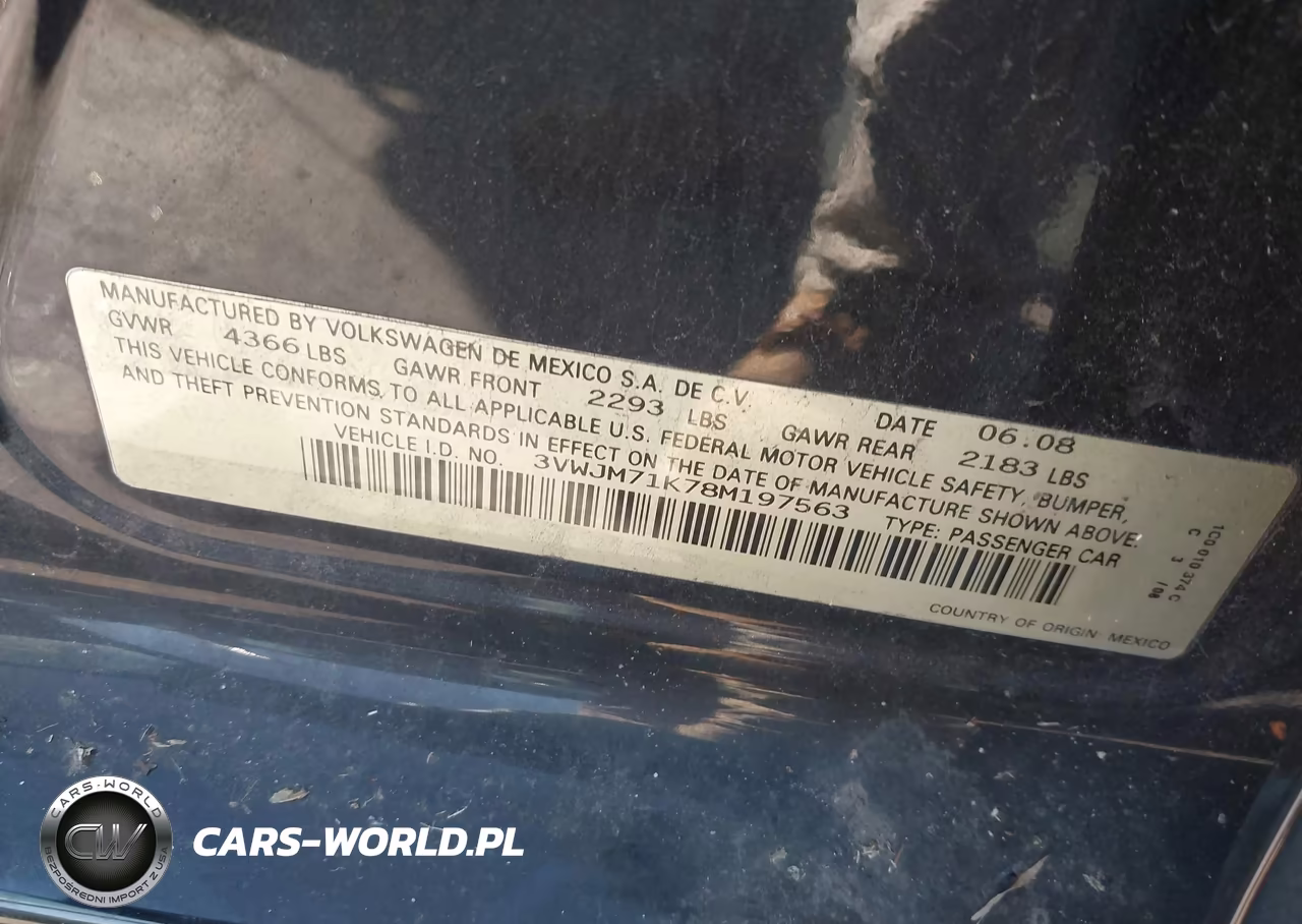 2008 Volkswagen Jetta S VIN:3VWJM71K78M197563 - 9