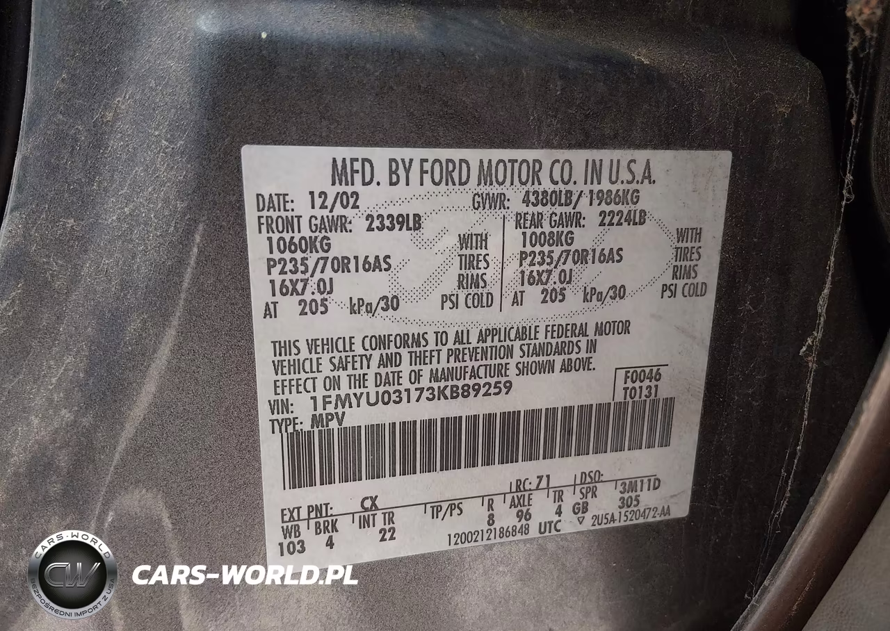 2003 Ford Escape Xlt VIN:1FMYU03173KB89259 - 9