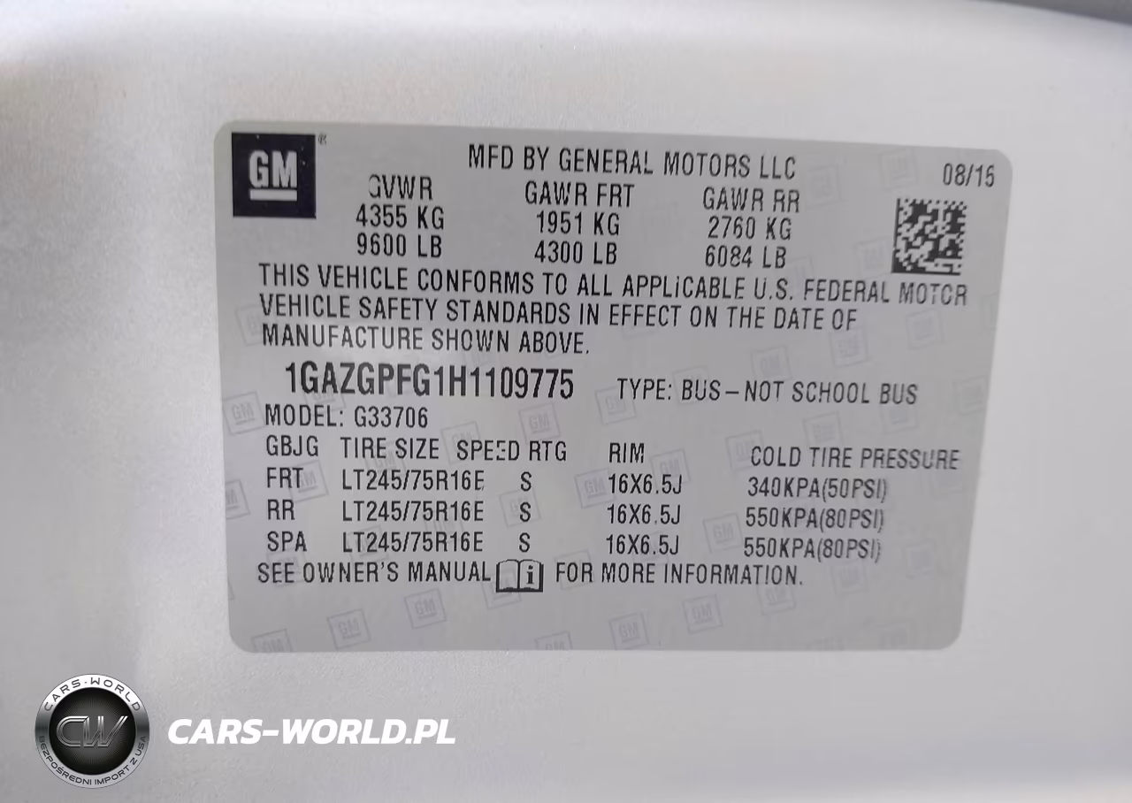 2017 Chevrolet Express 3500 Lt VIN:1GAZGPFG1H1109775 - 9