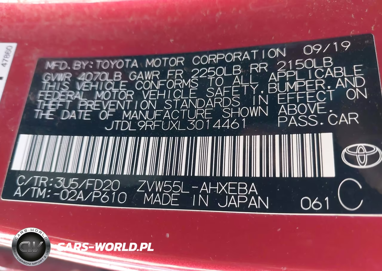 2020 Toyota Prius Le Awd-E VIN:JTDL9RFUXL3014461 - 9