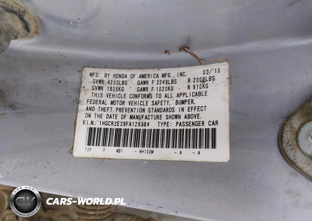 2015 Honda Accord Lx VIN:1HGCR2E39FA129294 - 9