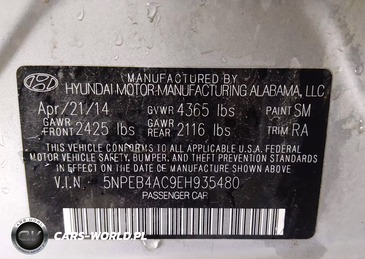 2014 Hyundai Sonata Gls VIN:5NPEB4AC9EH935480 - 9