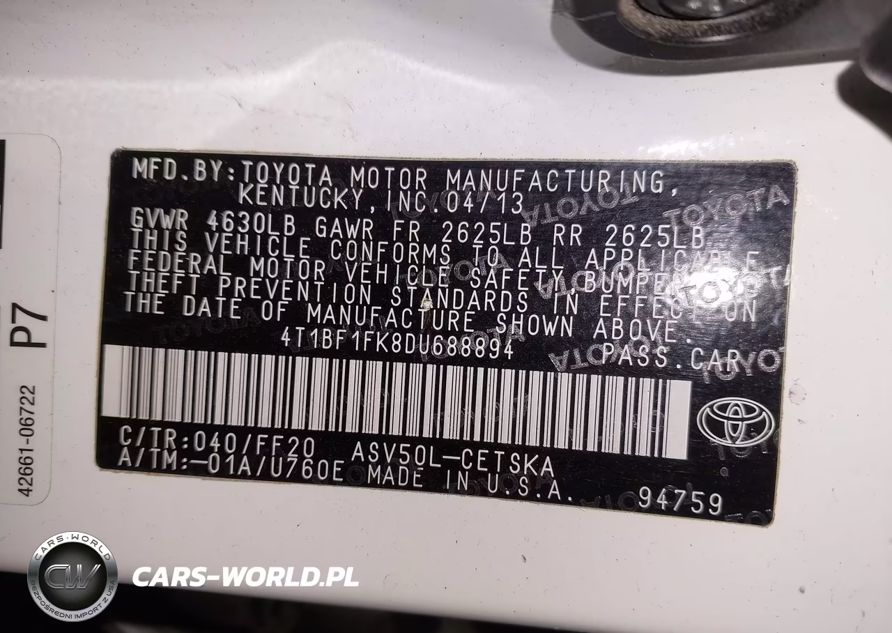 2013 Toyota Camry Se VIN:4T1BF1FK8DU688894 - 9
