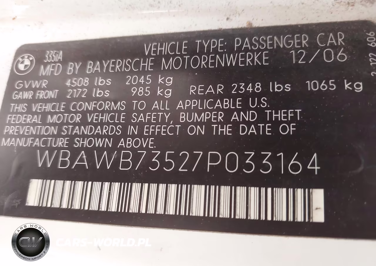 2007 BMW 335I VIN:WBAWB73527P033164 - 9