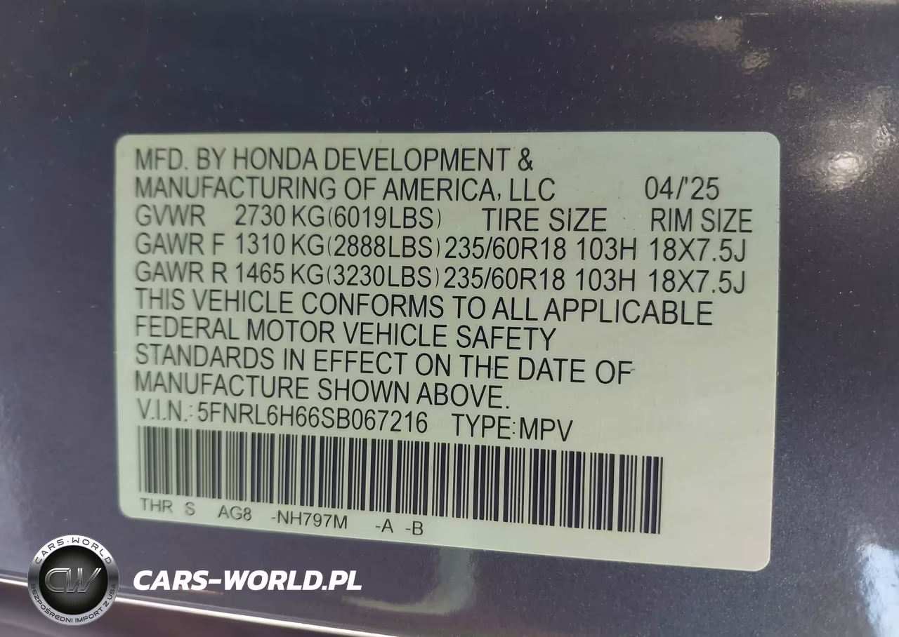 2025 Honda Odyssey Ex-L VIN:5FNRL6H66SB067216 - 9