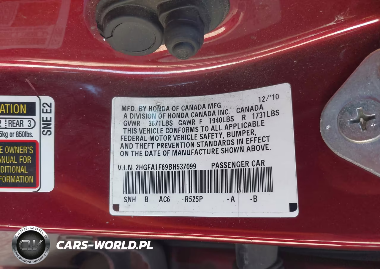 2011 Honda Civic Lx-S VIN:2HGFA1F69BH537099 - 9