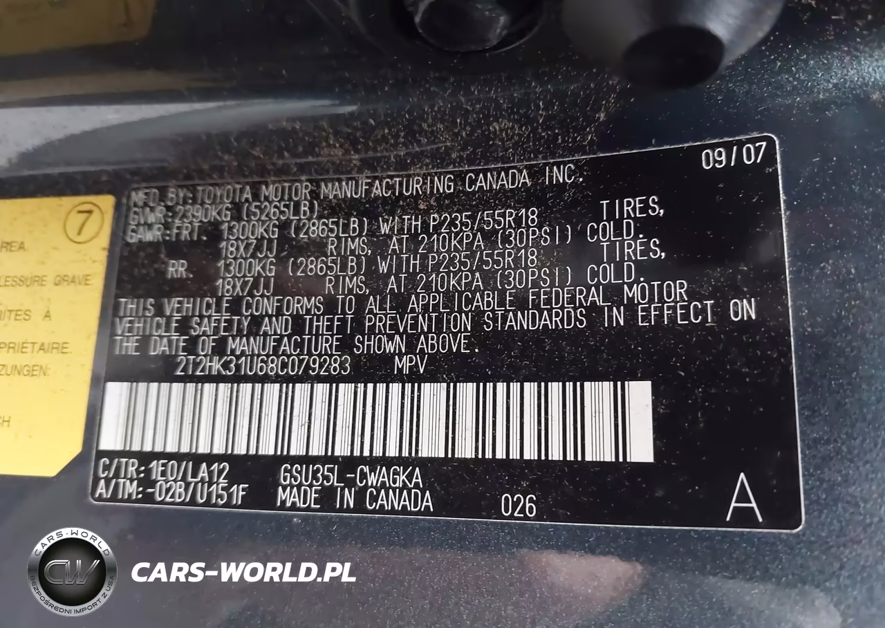 2008 Lexus Rx 350 VIN:2T2HK31U68C079283 - 9