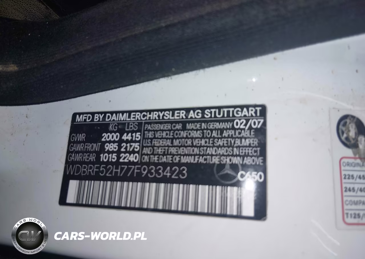 2007 Mercedes-Benz C 230 Sport VIN:WDBRF52H77F933423 - 9