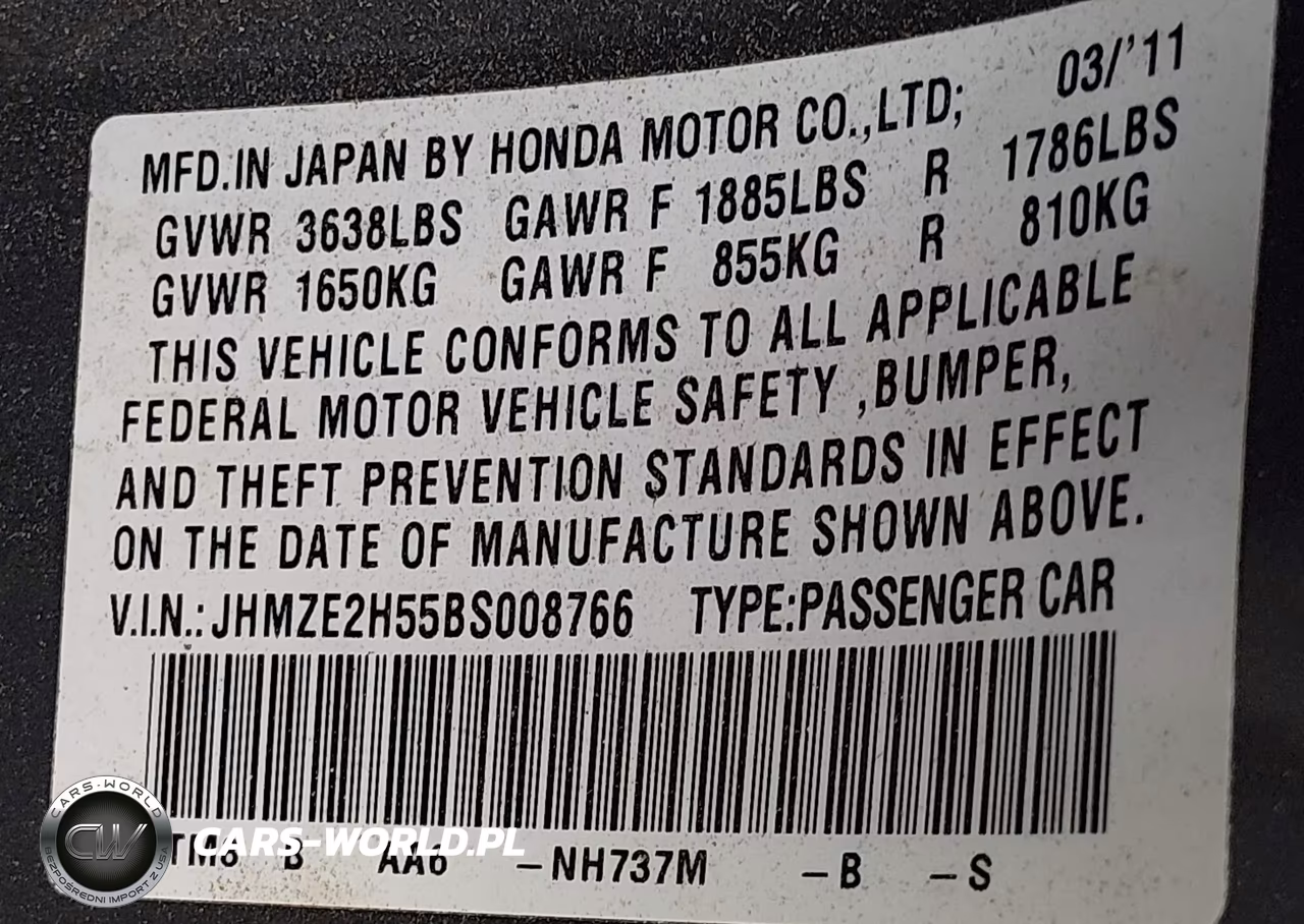 2011 Honda Insight Lx VIN:JHMZE2H55BS008766 - 9