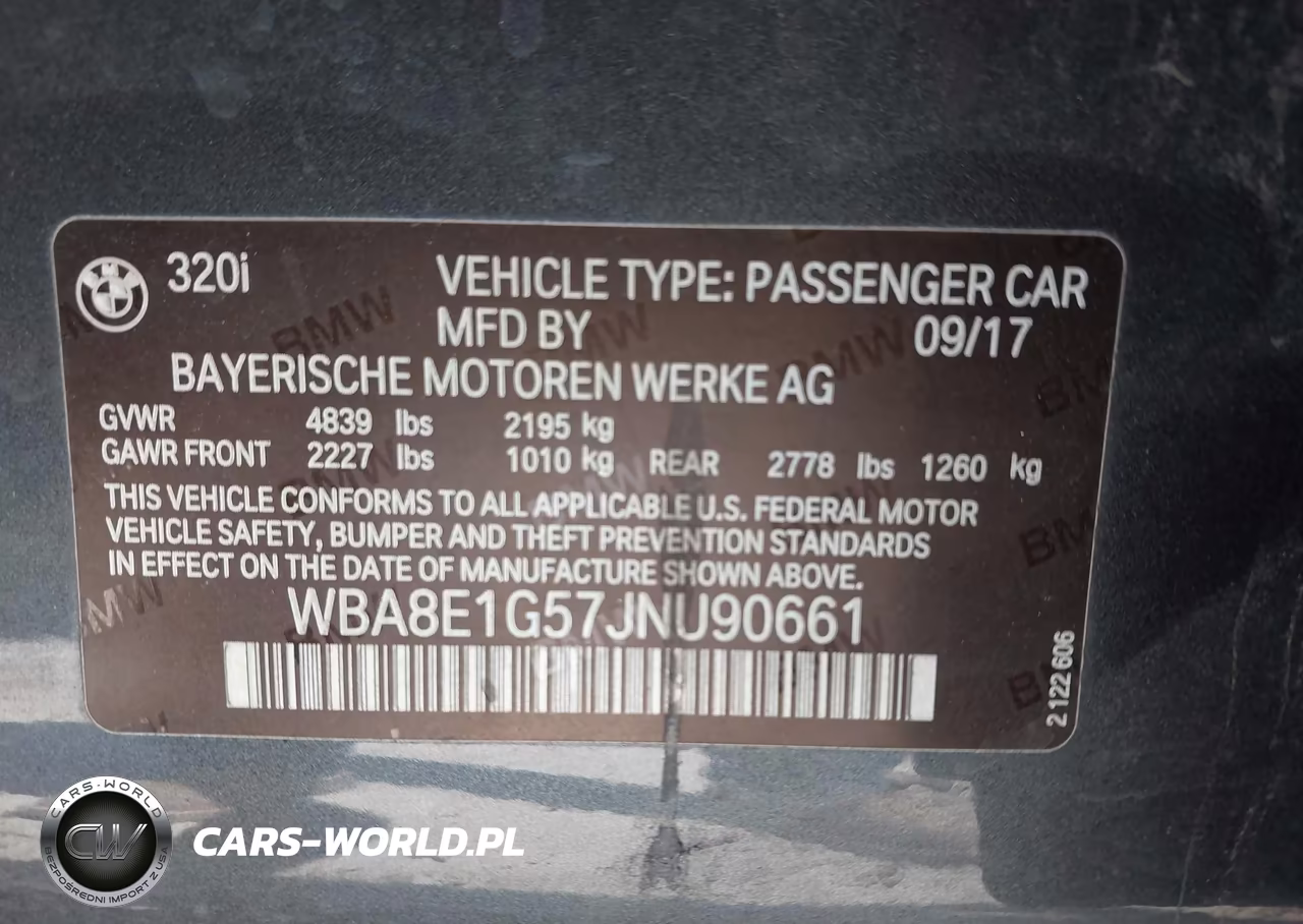 2018 BMW 320I VIN:WBA8E1G57JNU90661 - 9