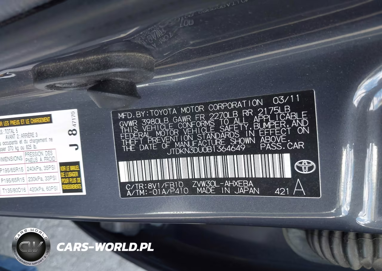 2011 Toyota Prius Two VIN:JTDKN3DU0B1364649 - 9