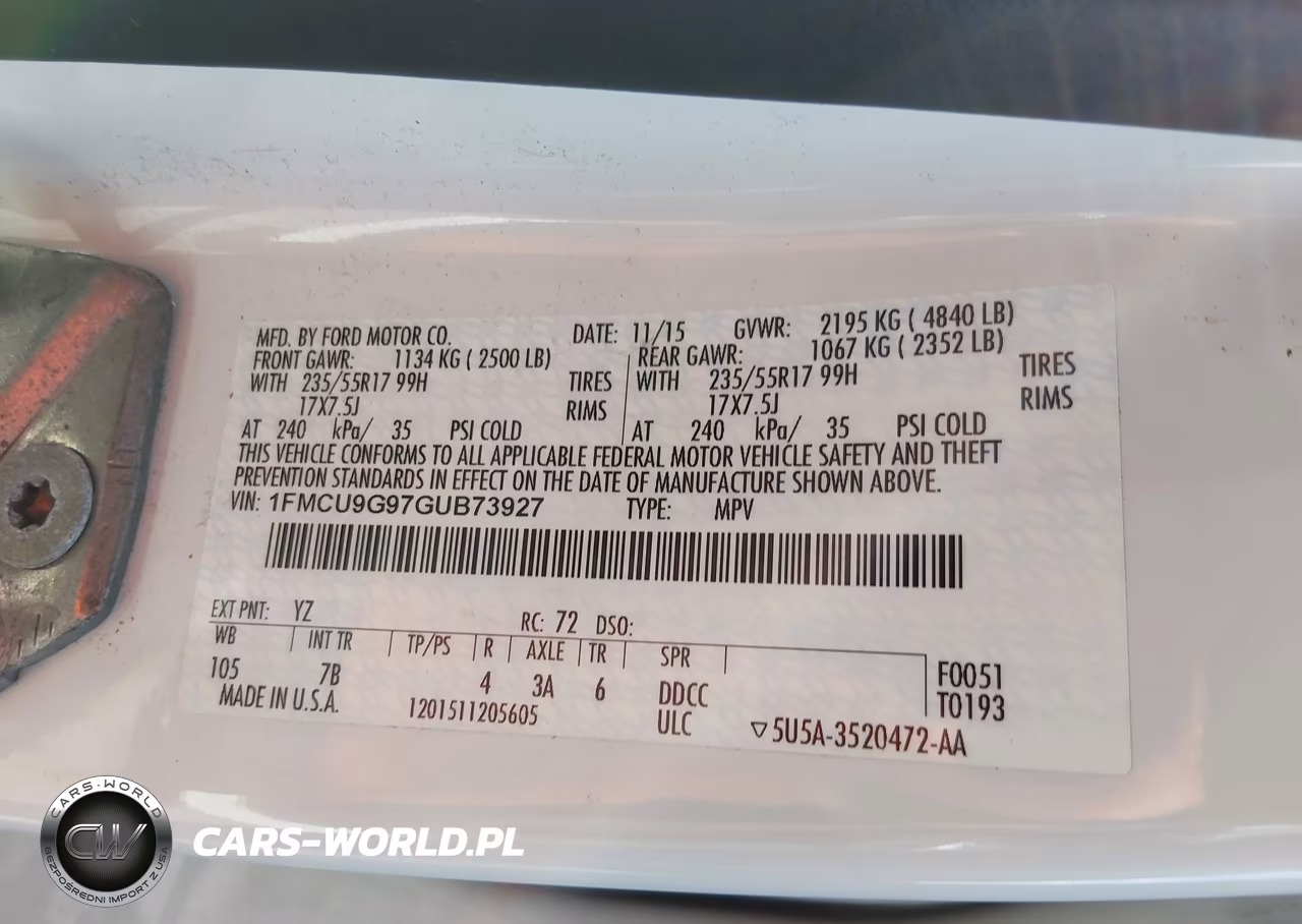 2016 Ford Escape Se VIN:1FMCU9G97GUB73927 - 9