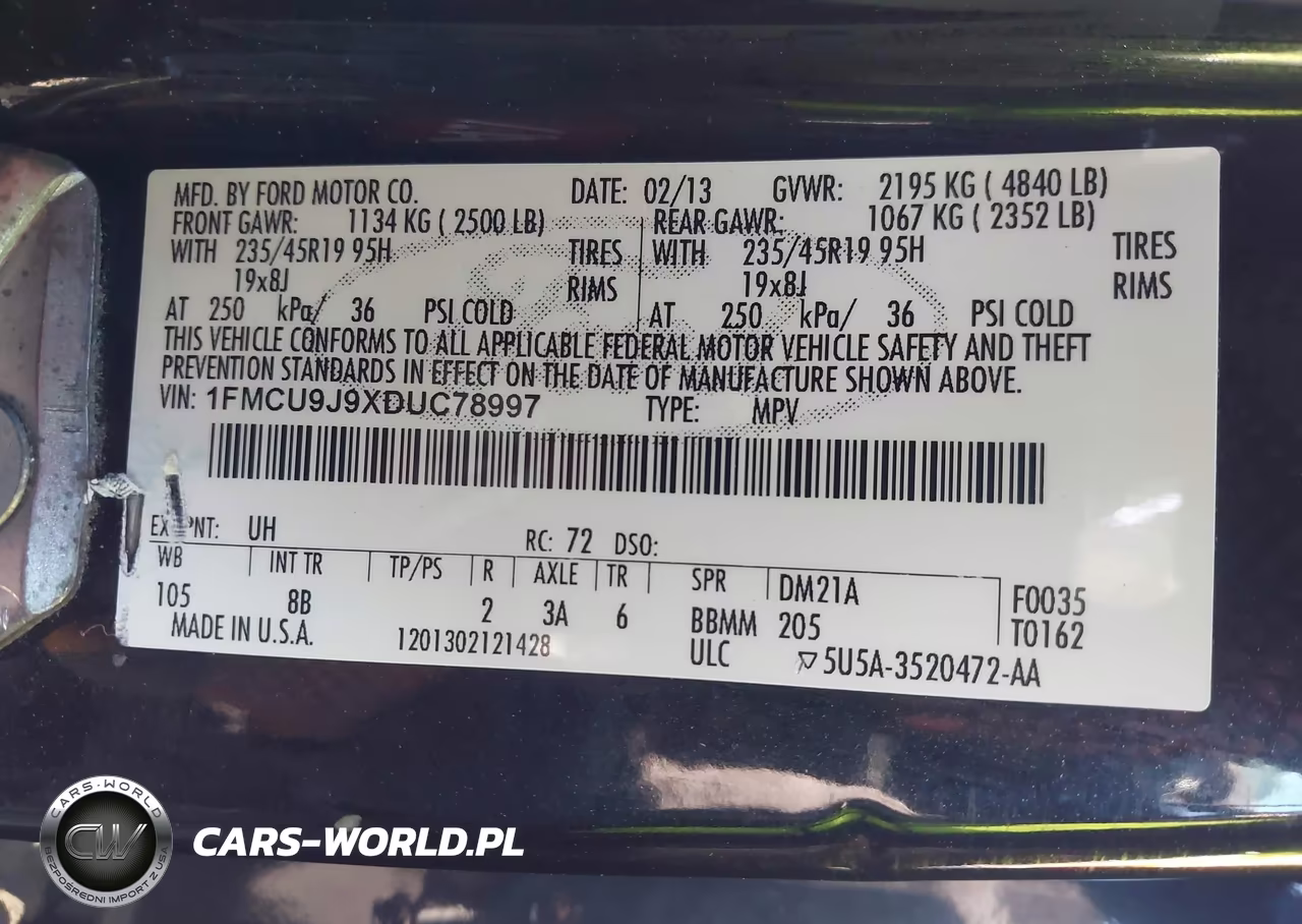 2013 Ford Escape Titanium VIN:1FMCU9J9XDUC78997 - 9