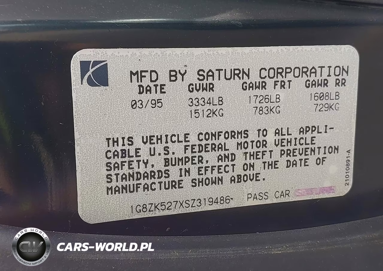 1995 Saturn Sl2 VIN:1G8ZK527XSZ319486 - 9