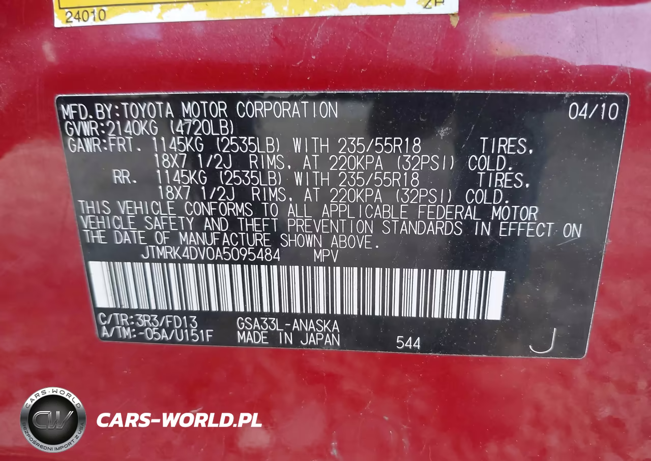 2010 Toyota Rav4 Sport V6 VIN:JTMRK4DV0A5095484 - 9