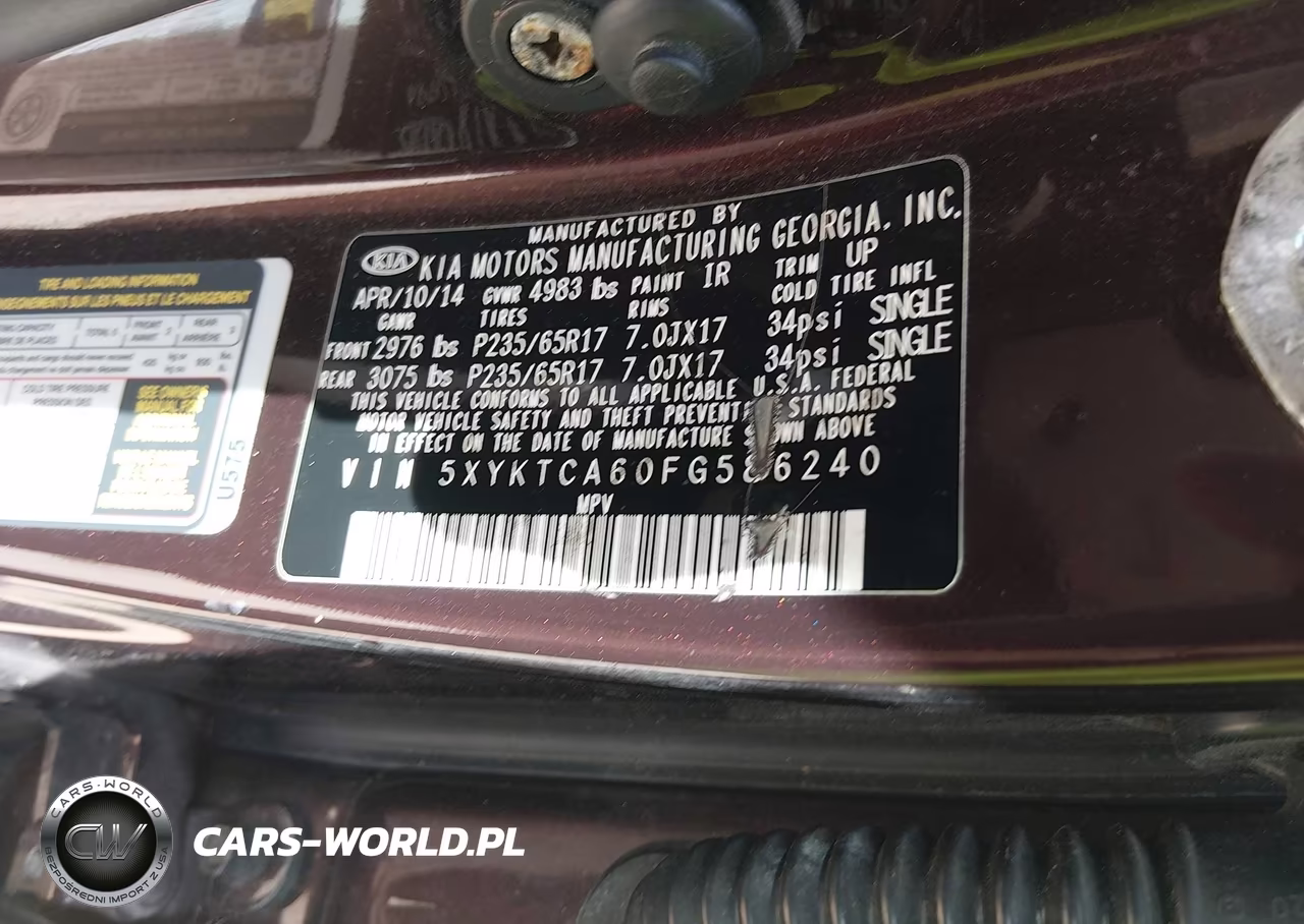 2015 Kia Sorento Lx VIN:5XYKTCA60FG586240 - 9