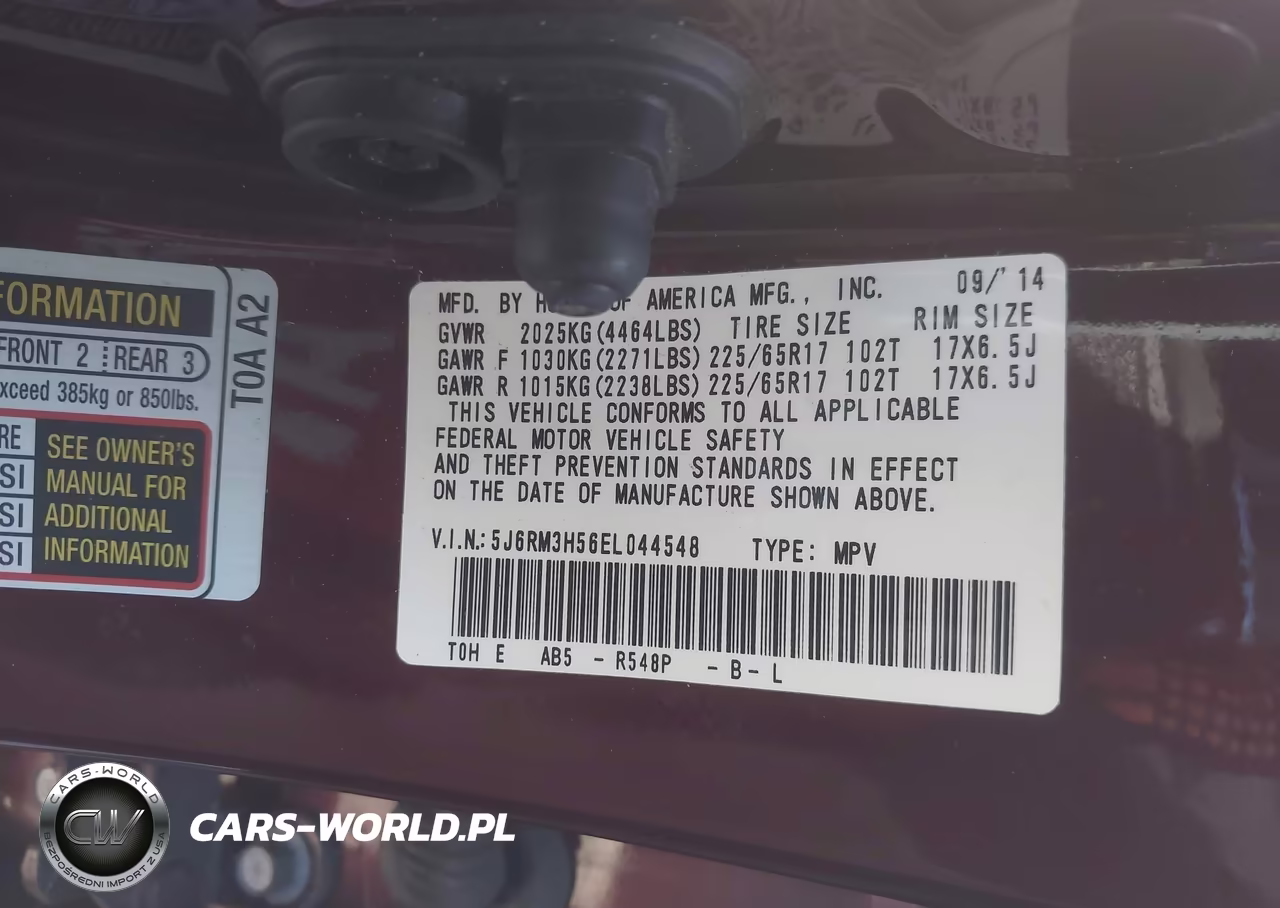 2014 Honda Cr-V Ex VIN:5J6RM3H56EL044548 - 9