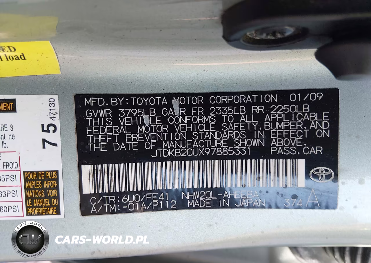 2009 Toyota Prius VIN:JTDKB20UX97885331 - 9