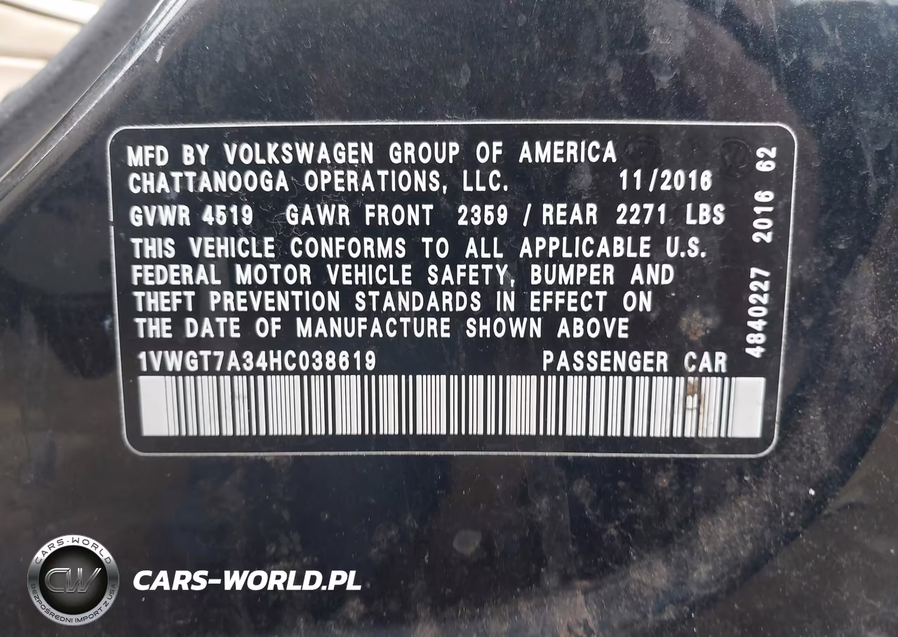 2017 Volkswagen Passat 1.8T Se VIN:1VWGT7A34HC038619 - 9