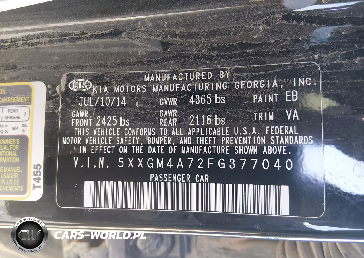 2015 Kia Optima Lx VIN:5XXGM4A72FG377040 - 9
