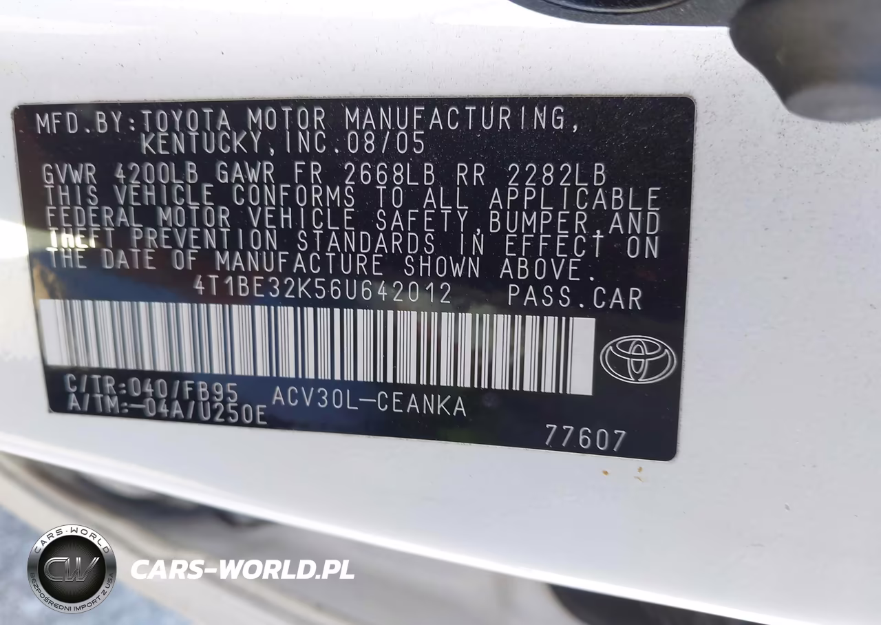 2006 Toyota Camry Le VIN:4T1BE32K56U642012 - 9