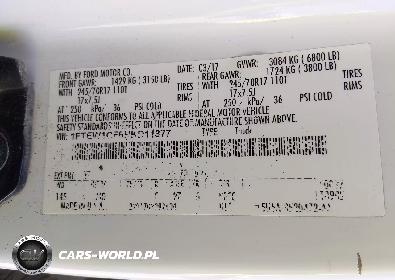 2017 Ford F-150 Xlt VIN:1FTEW1CF6HKD11877 - 9