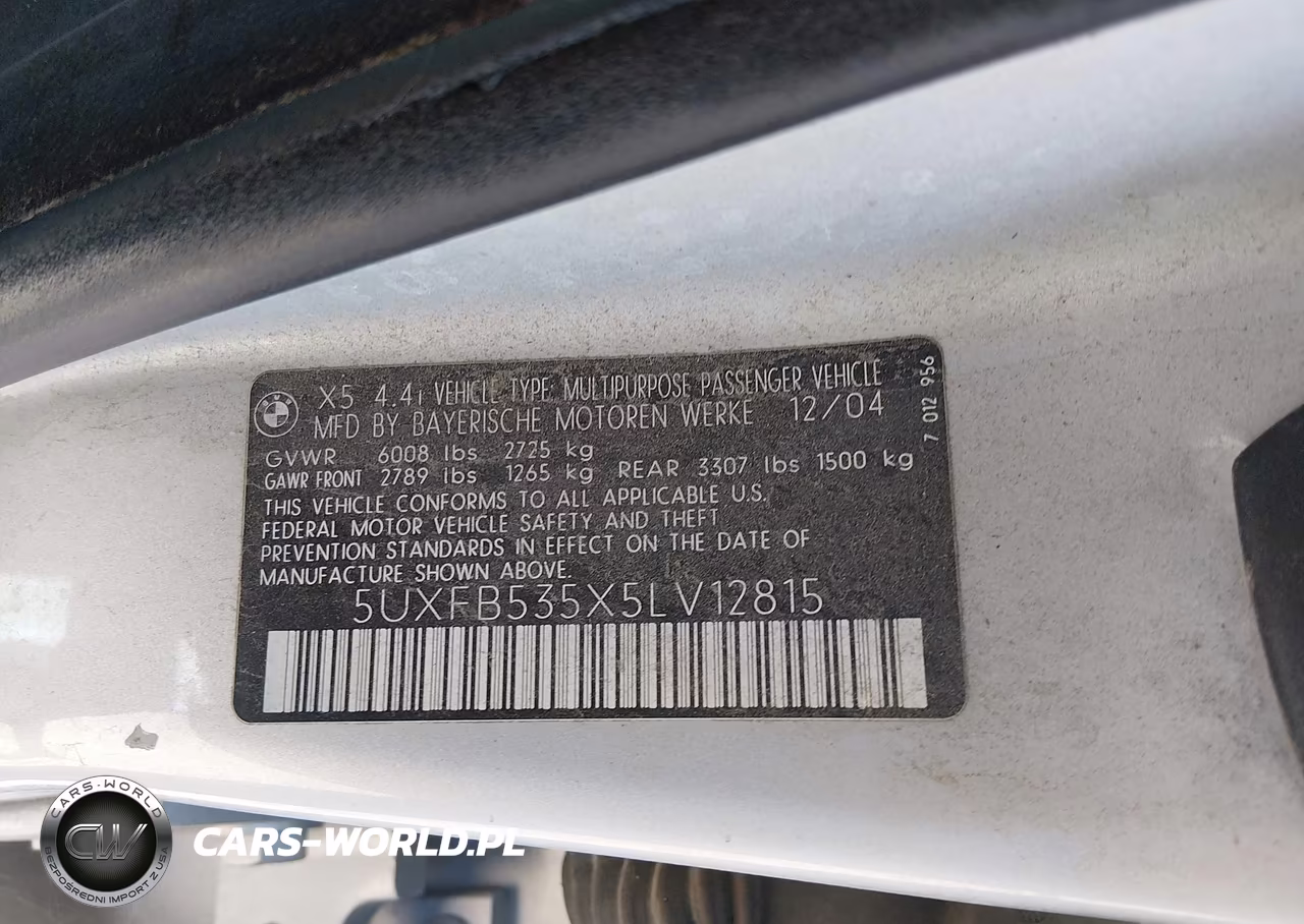 2005 BMW X5 4.4I VIN:5UXFB535X5LV12815 - 9