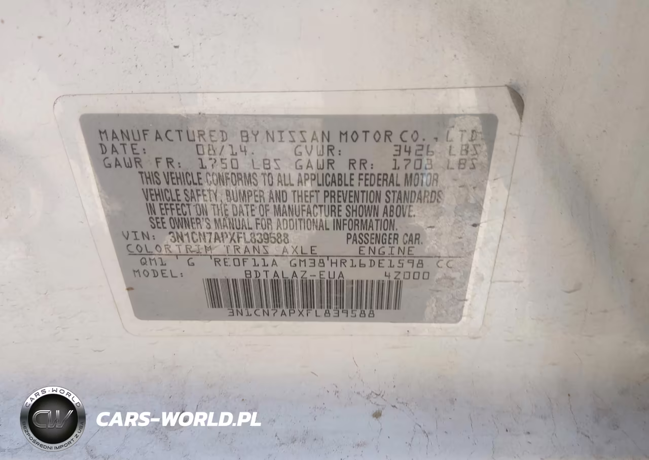 2015 Nissan Versa 1.6 S+ VIN:3N1CN7APXFL839588 - 9