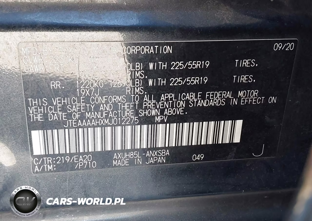 2021 Toyota Venza Limited VIN:JTEAAAAHXMJ012275 - 9