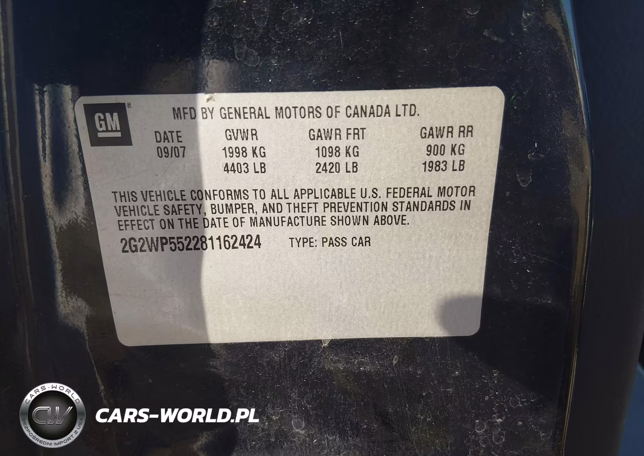 2008 Pontiac Grand Prix VIN:2G2WP552281162424 - 9