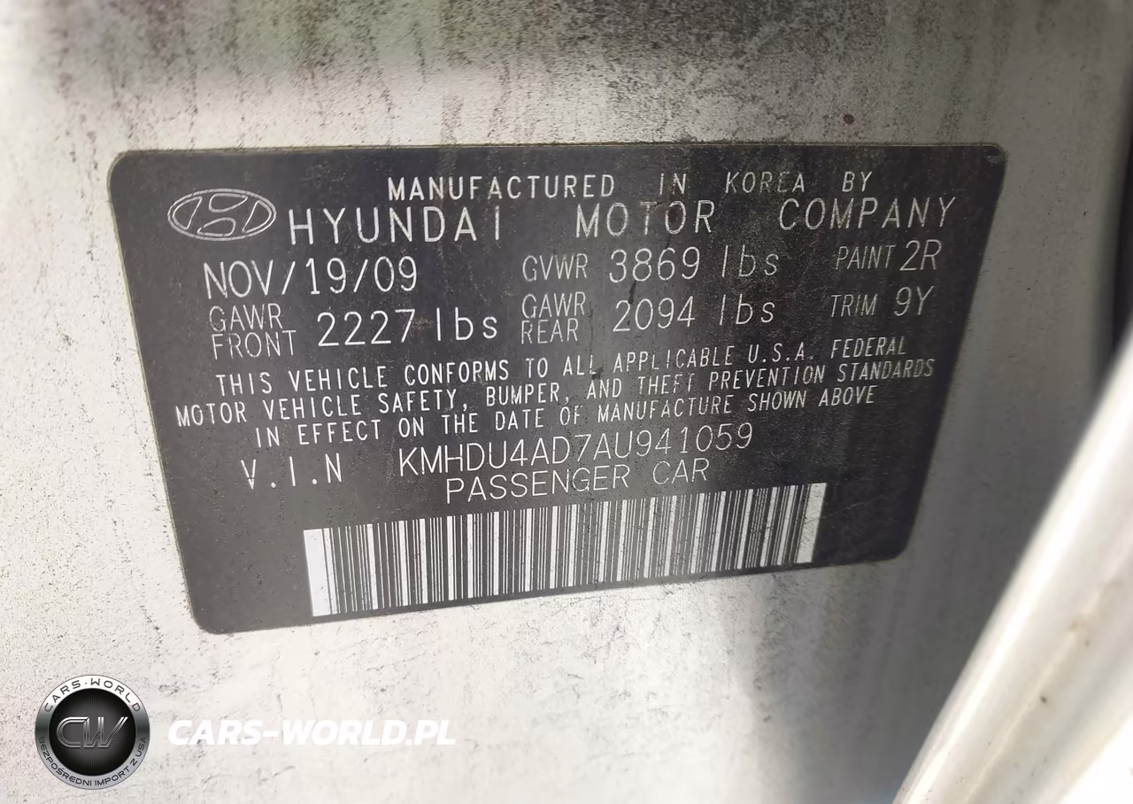 2010 Hyundai Elantra Gls VIN:KMHDU4AD7AU941059 - 9