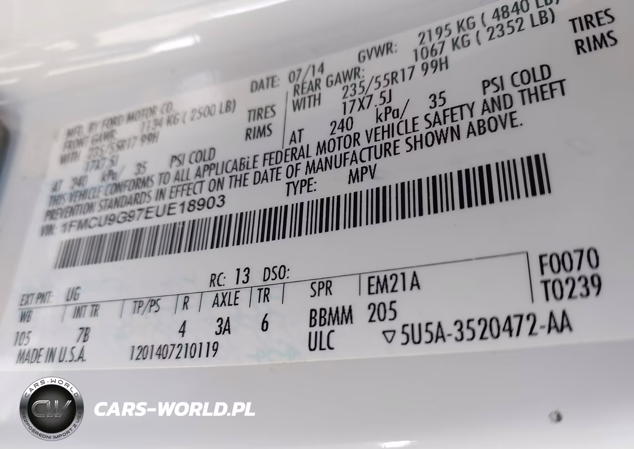 2014 Ford Escape Se VIN:1FMCU9G97EUE18903 - 9