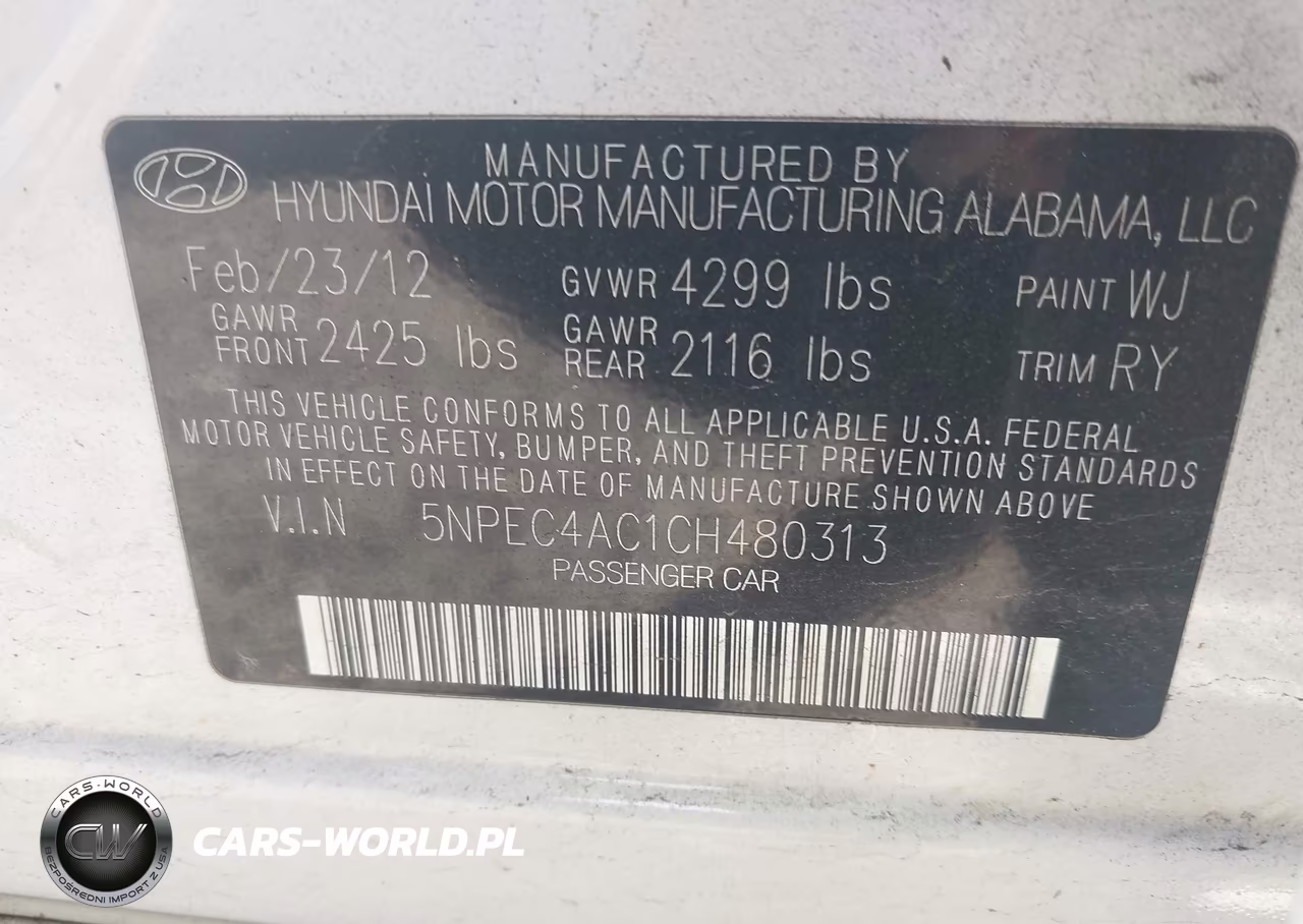 2012 Hyundai Sonata Se VIN:5NPEC4AC1CH480313 - 9