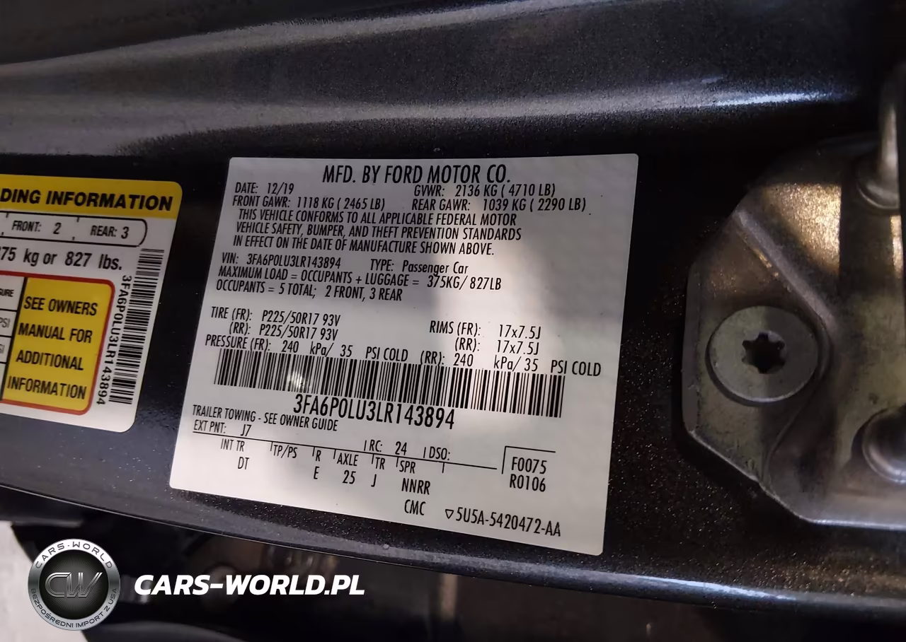 2020 Ford Fusion Hybrid Se VIN:3FA6P0LU3LR143894 - 9