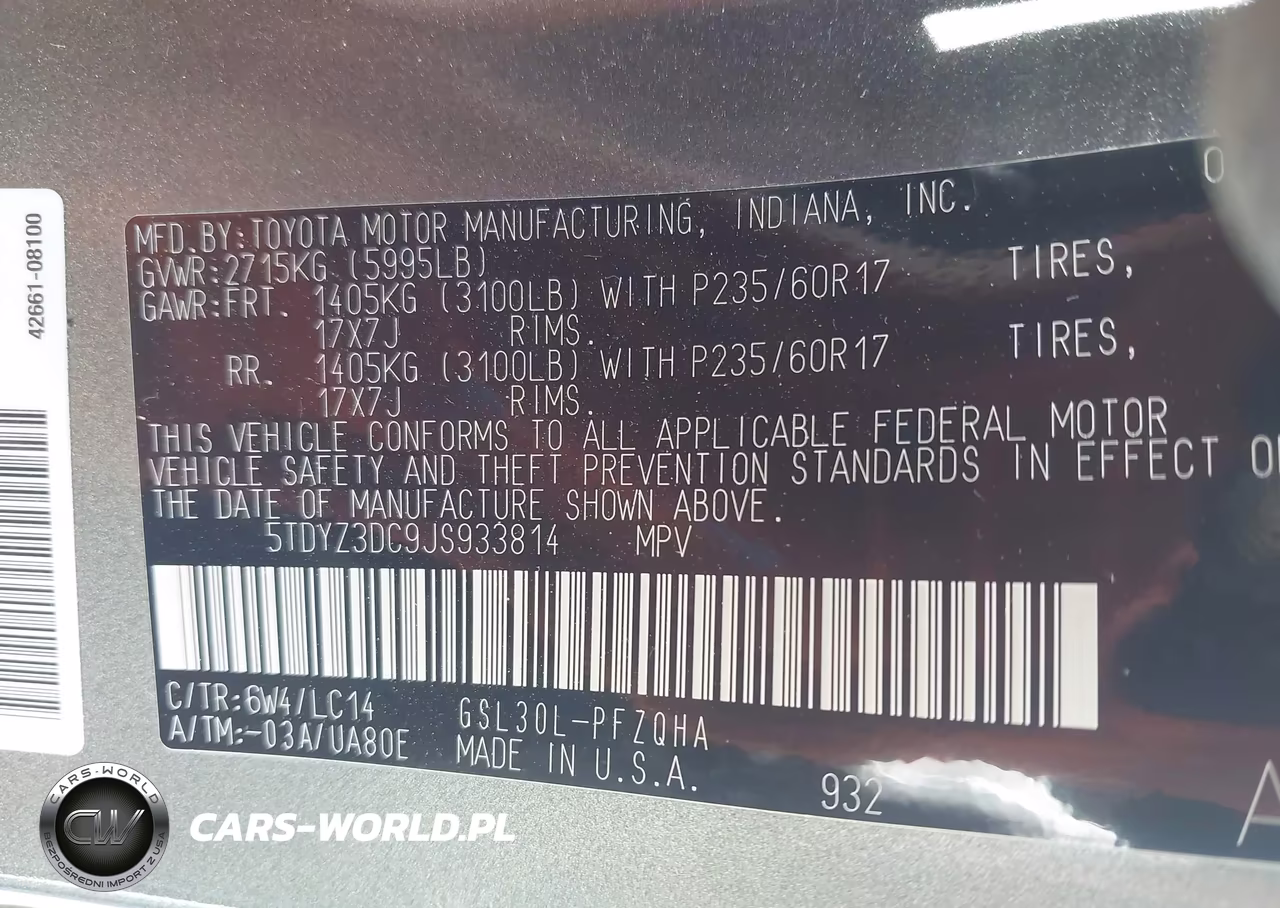 2018 Toyota Sienna Xle 7 Passenger VIN:5TDYZ3DC9JS933814 - 9
