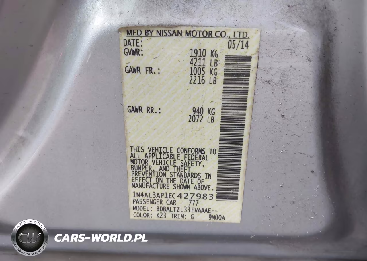 2014 Nissan Altima 2.5 Sv VIN:1N4AL3AP1EC427983 - 9