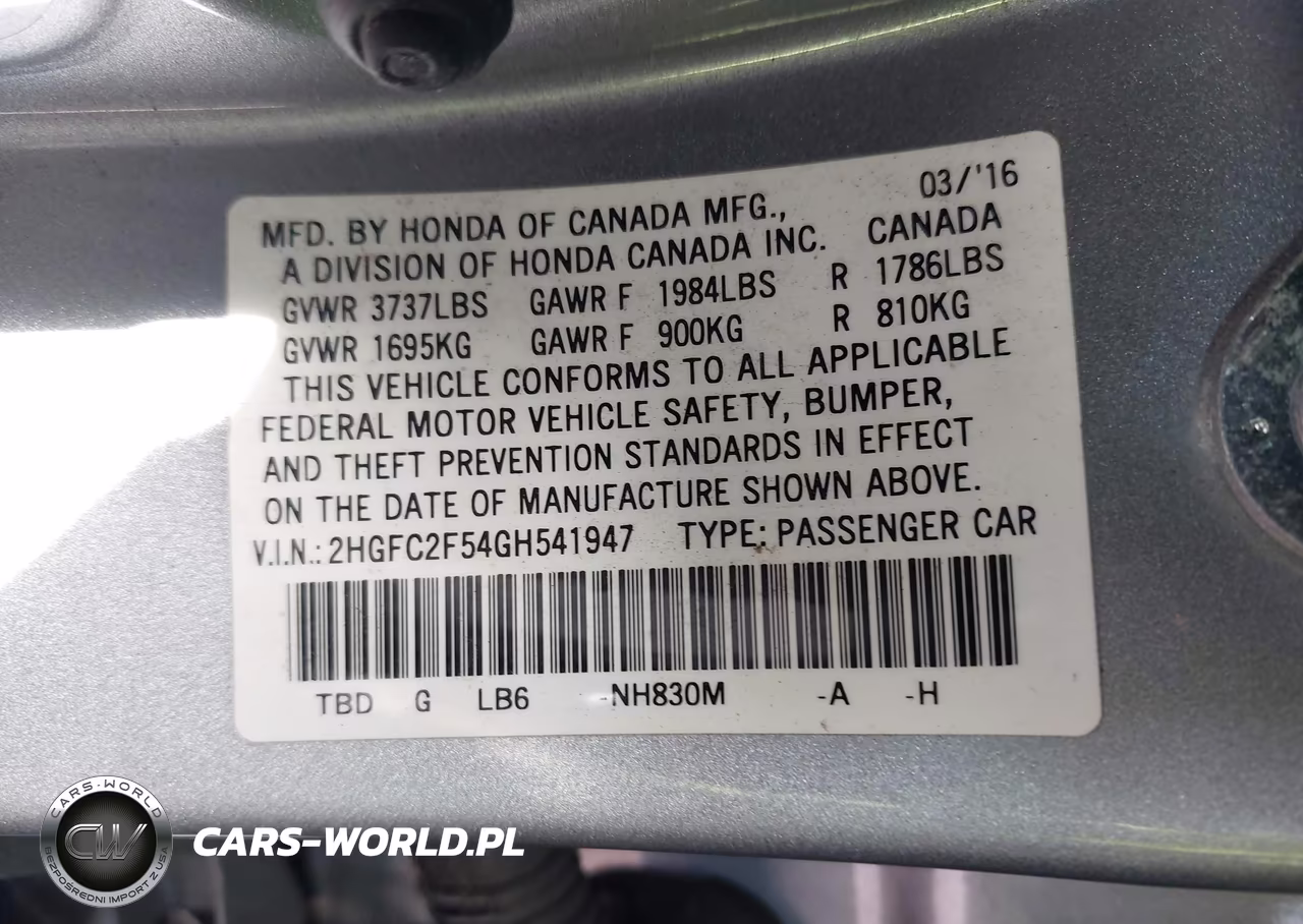 2016 Honda Civic Lx VIN:2HGFC2F54GH541947 - 18