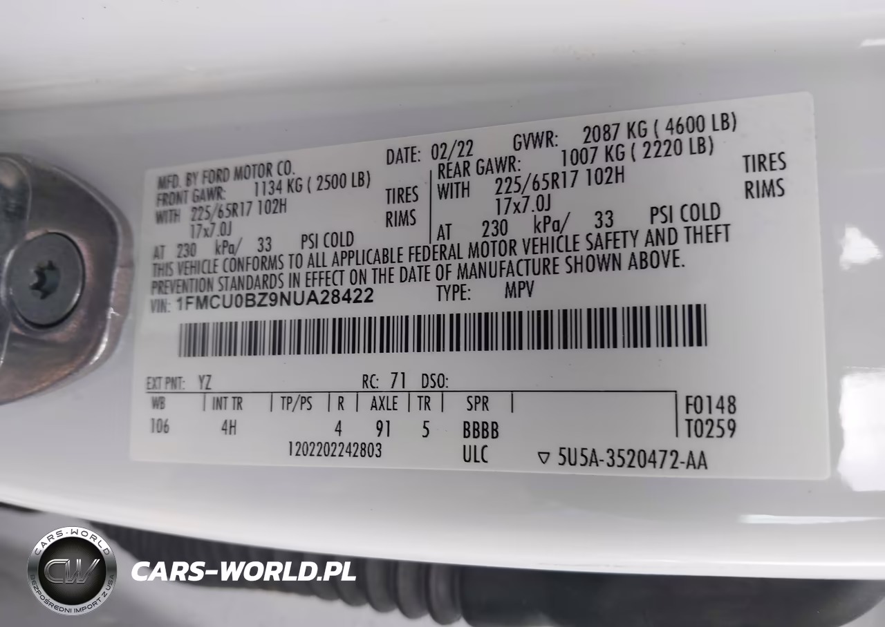 2022 Ford Escape Se Hybrid VIN:1FMCU0BZ9NUA28422 - 9