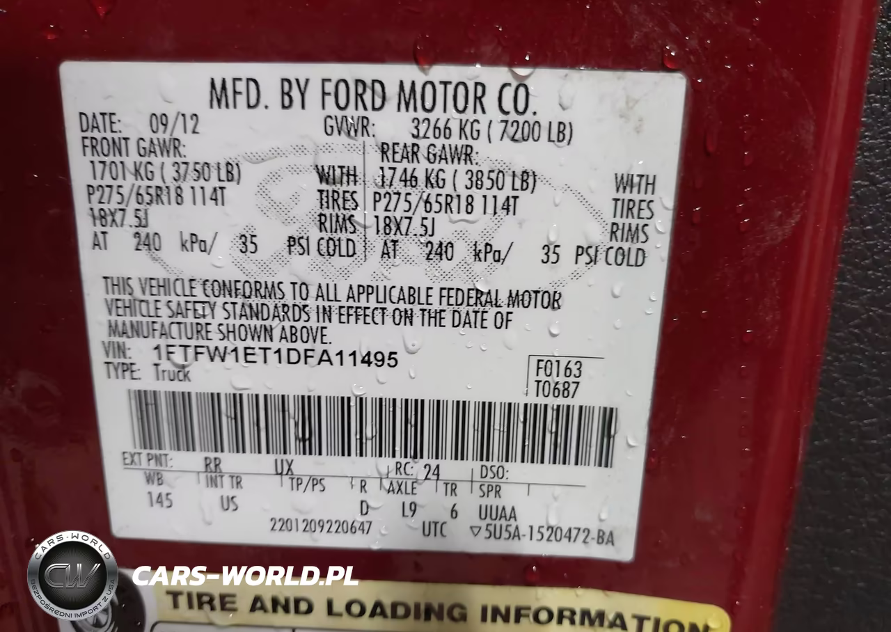 2013 Ford F-150 Xlt VIN:1FTFW1ET1DFA11495 - 9