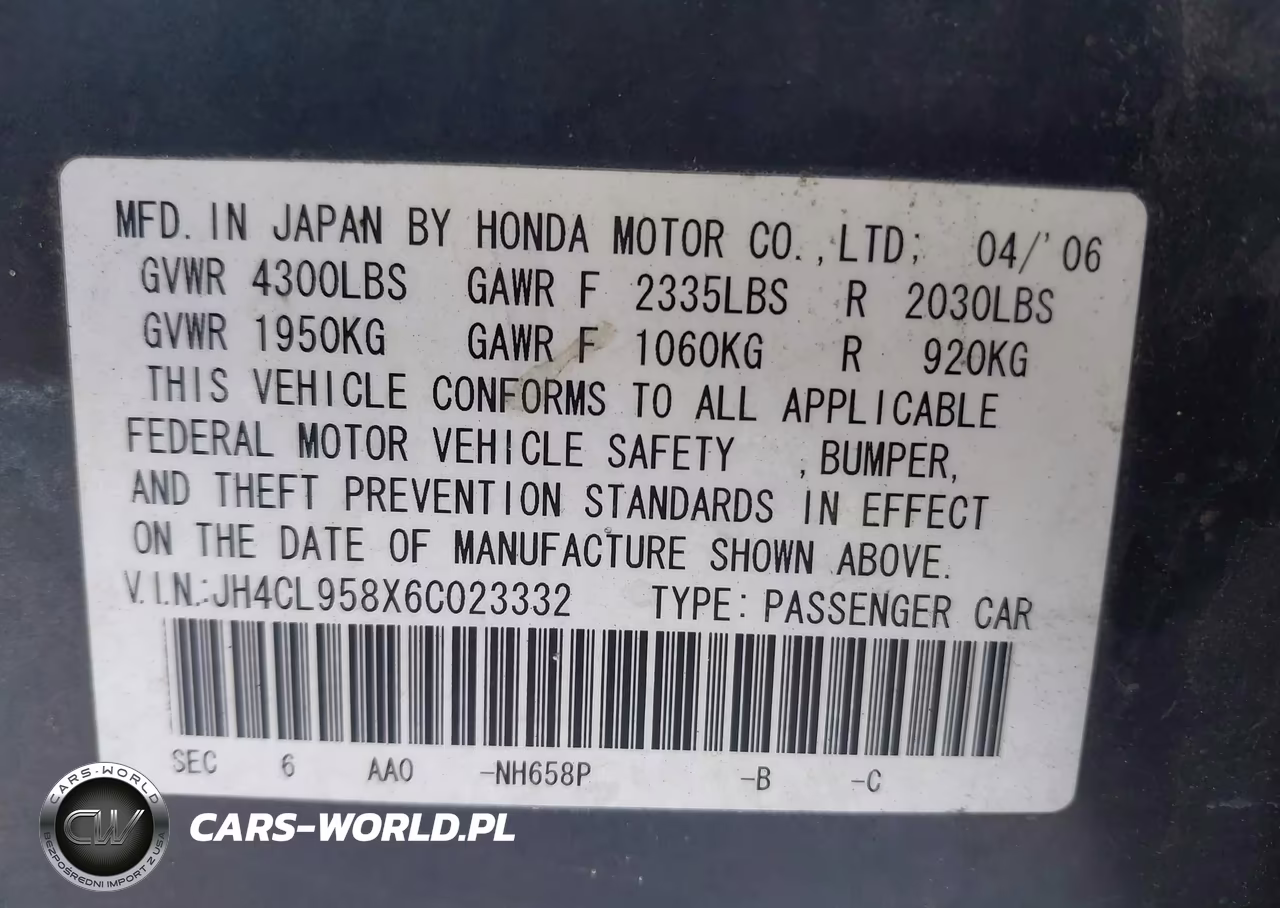 2006 Acura Tsx VIN:JH4CL958X6C023332 - 9