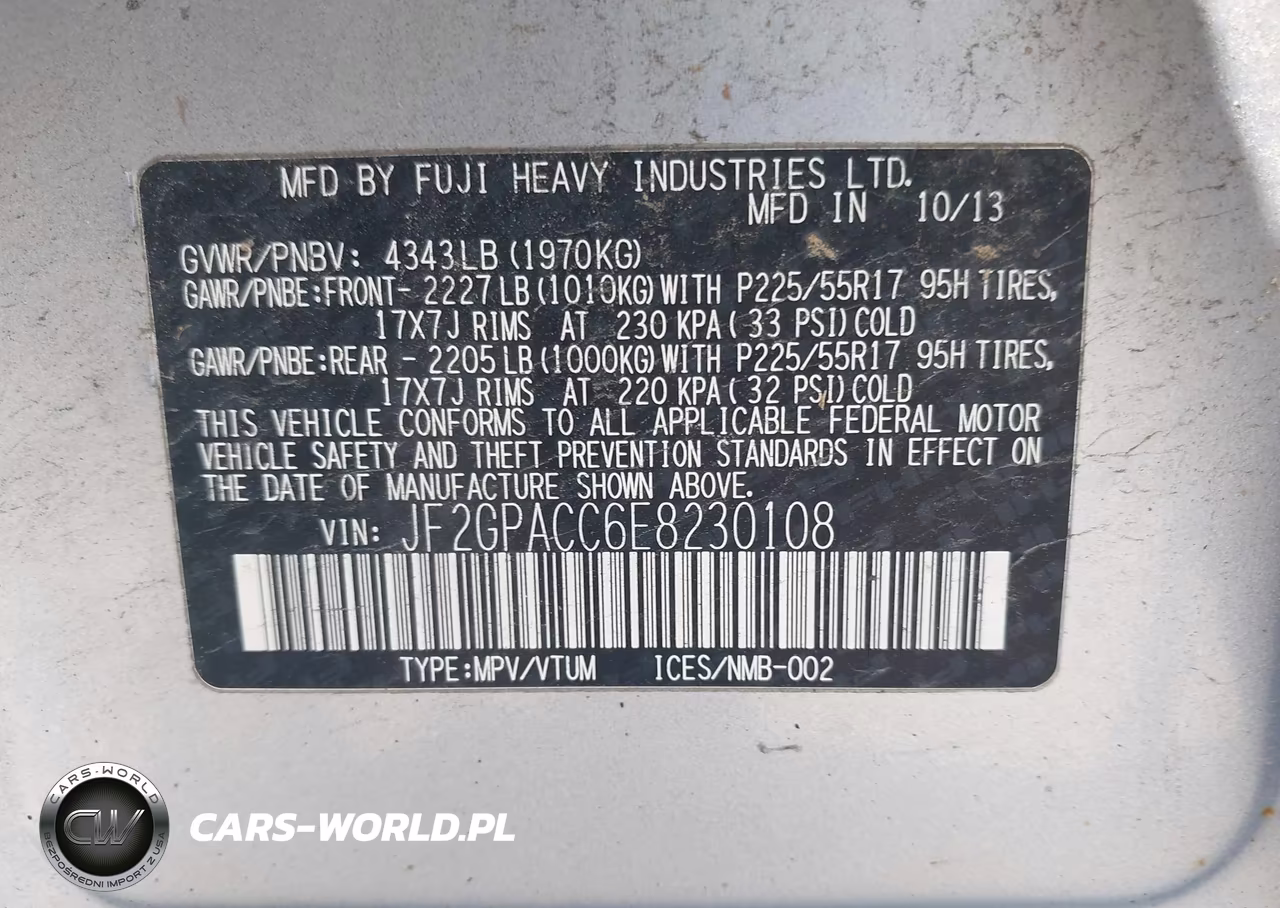 2014 Subaru Xv Crosstrek 2.0I Premium VIN:JF2GPACC6E8230108 - 9