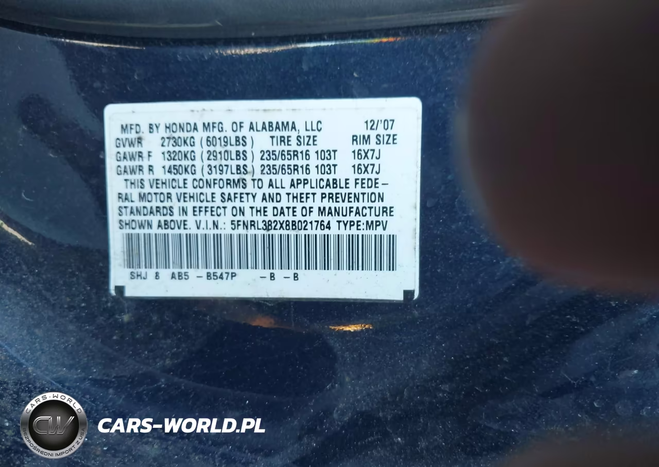 2008 Honda Odyssey Lx VIN:5FNRL382X8B021764 - 9